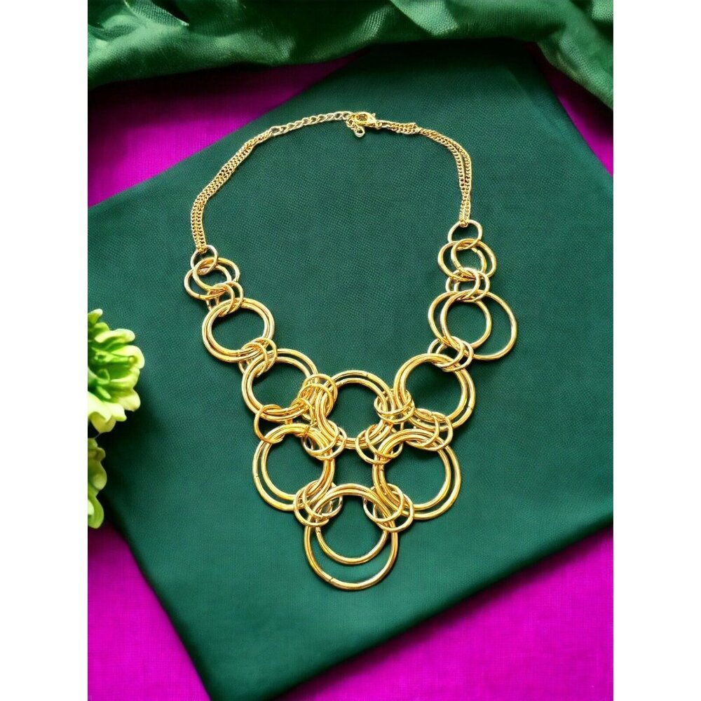 Very Shiny Lots & Lots of Gold Rings Necklace